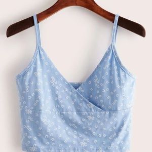 ROMWE blue floral cami top